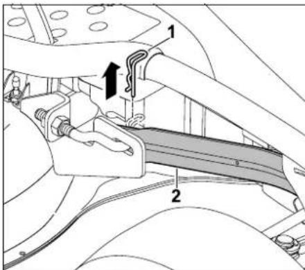 VIKING MT 5097 C - Décrochage du plateau de coupe à l'avant (MT 5097, MT 5097 C, MT 5097 Z) : - 1