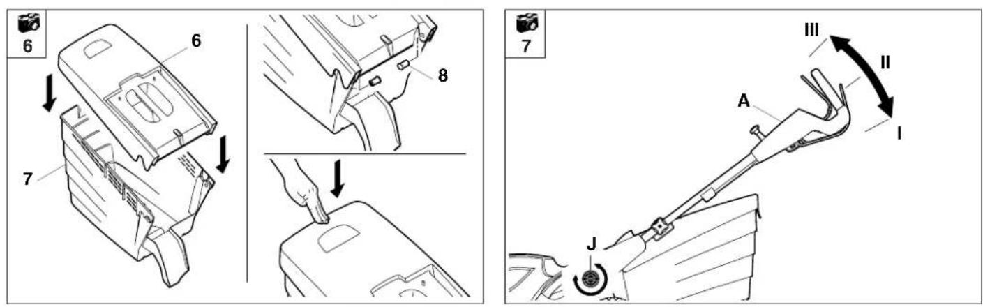 Technical diagram showing mechanical assembly steps with labeled parts and directional arrows