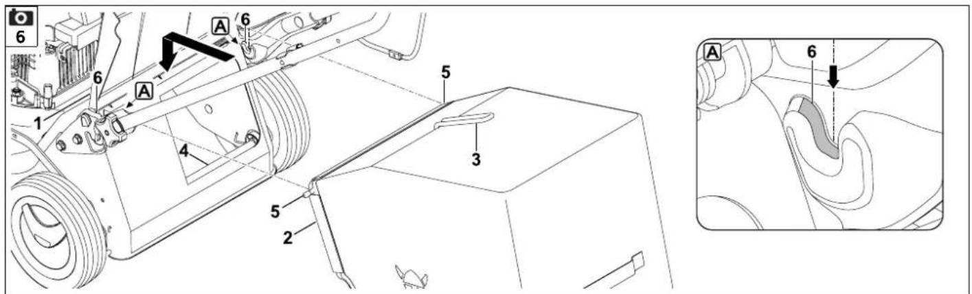 Technical diagram of a mechanical assembly with numbered components and labeled parts, including sectional view A-A.