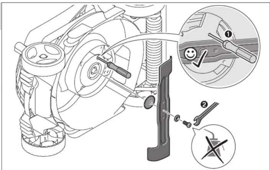 Technical diagram illustrating car brake system components with numbered annotations and safety symbols