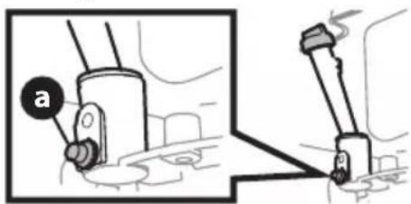 Diagram showing mechanical assembly with labeled component 'a' and a close-up view of the shaft assembly