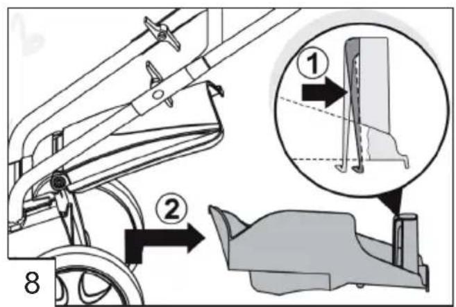 Technical diagram showing mechanical assembly with labeled parts and a magnified detail view of a component