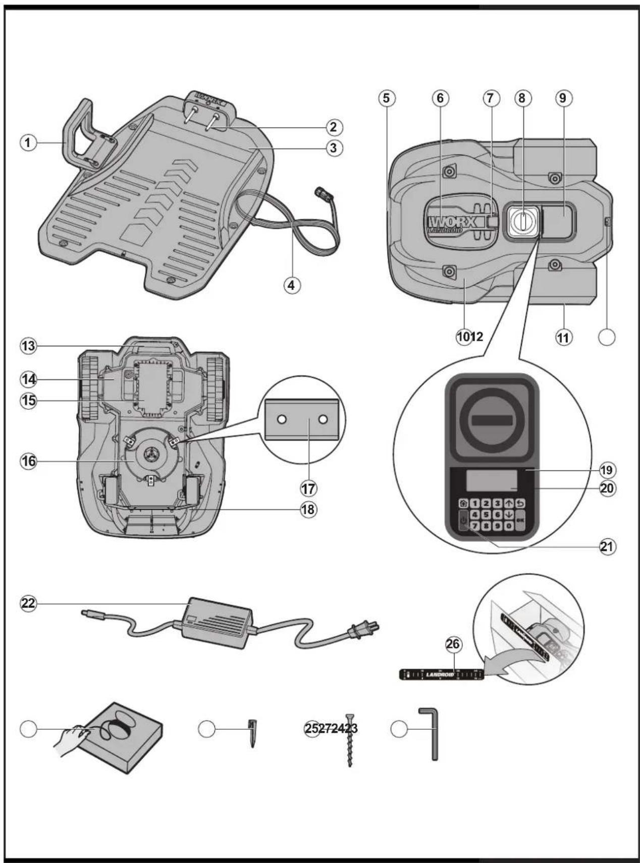 WORX WG795E - Förpackingens innehåll - 1