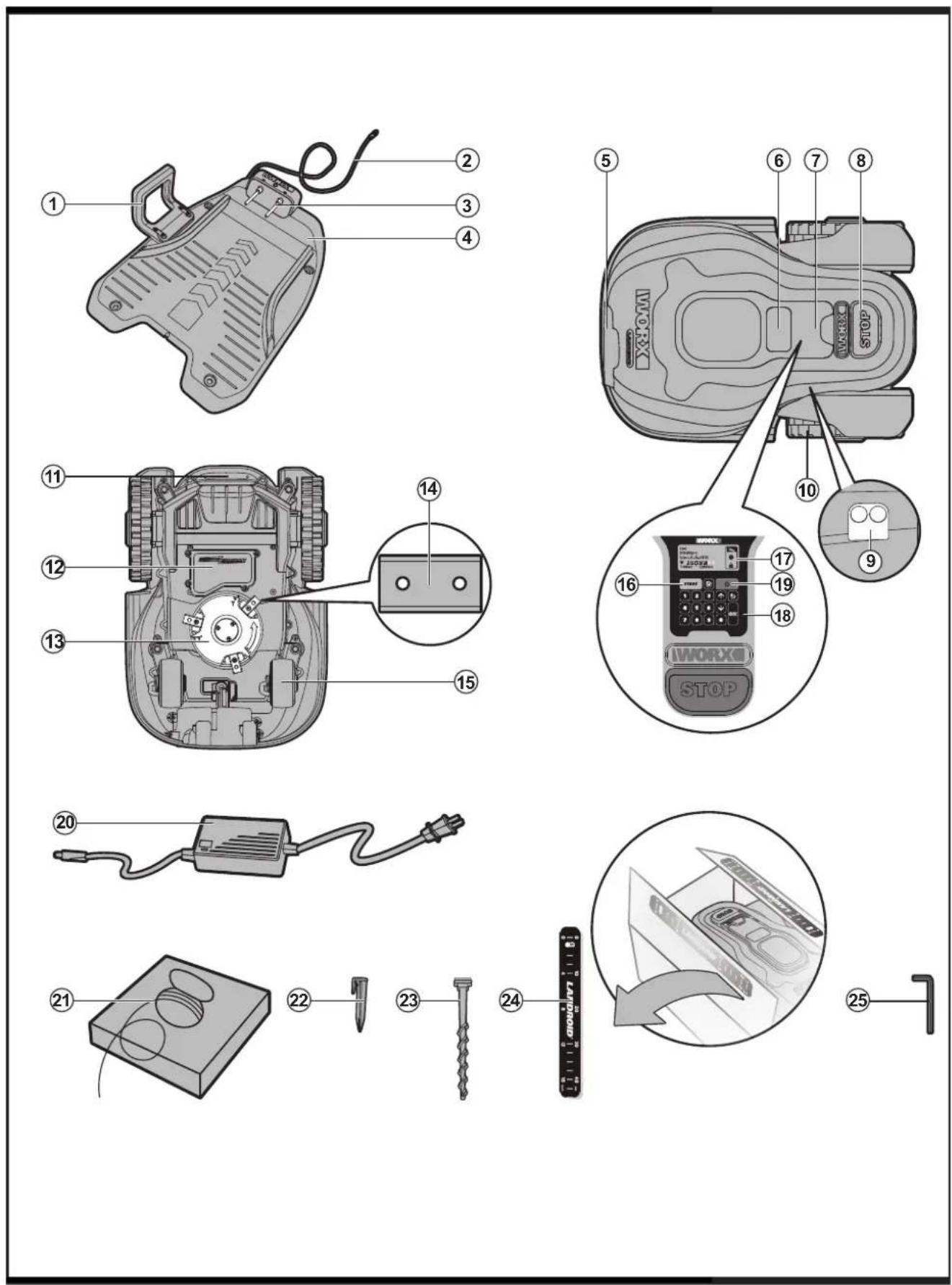 WORX Landroid WG794 - Component List - 1