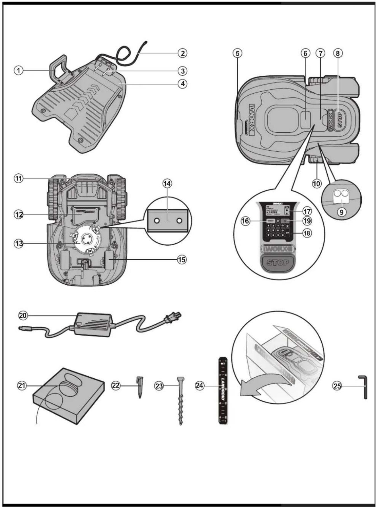 WORX Landroid WG794 - List de componentes - 1