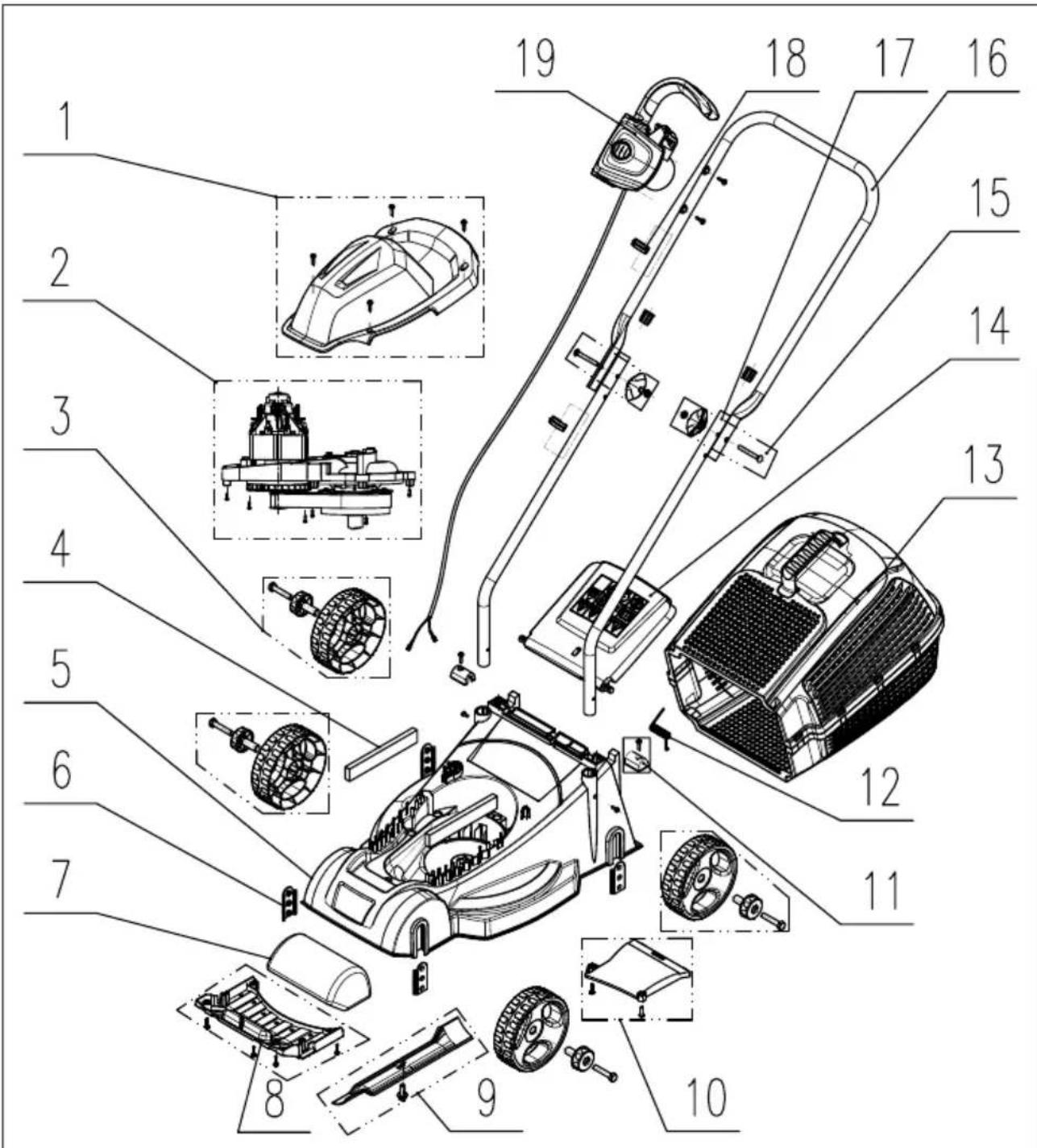Grizzly ERM 1030 G - Explosionszeichnung • Vue éclatée • Explosietekening Exploded Drawing • Vista esplosa • Designação de explosão Plano de explosión • Rysunek samorozwijajacy 3нak за взрнboоиасноct • Yaygin görünus - 1
