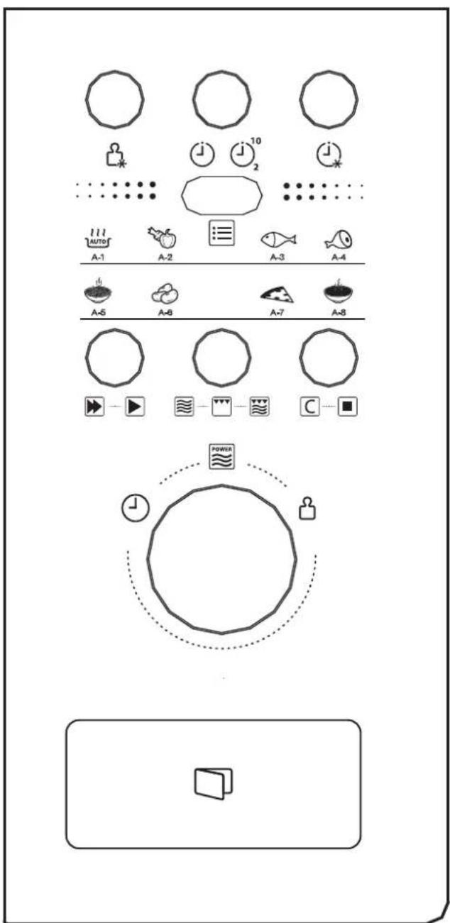 Diagram showing various icons and labels for a device or system, including geometric shapes, icons, and labeled controls.