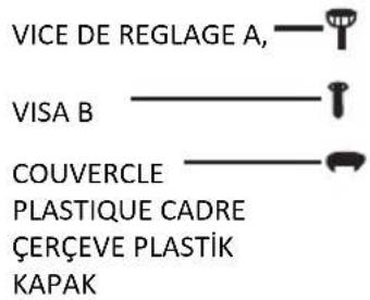 VICE DE REGLAGE A, VISA B COUVERCLE PLASTIQUE CADRE ÇERÇEVE PLASTİK KAPAK