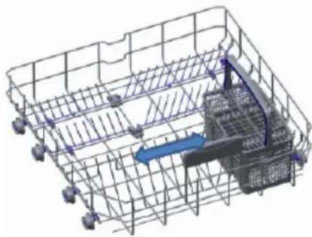 SHARP QWD21I492XEU - Réglage de la hauteur du panier supérieur lorsque celui-ci est plein - 3