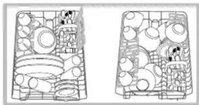 HOTPOINT-ARISTON LSFA+ 825 XHA - Priklady naplneni horniho/spodniho koše - 1