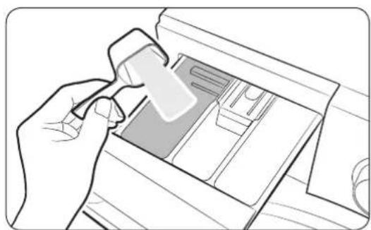 SAMSUNG AddWash WW80K6404QW - Einfüllen von Waschmittel in den Waschmittelbehälter - 1