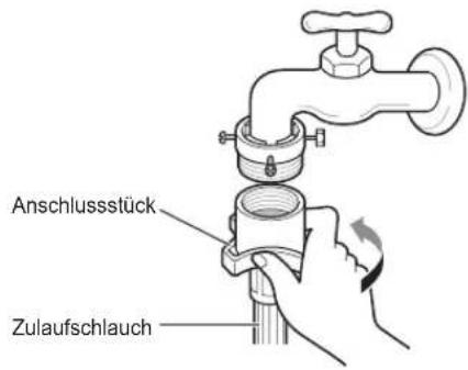 LG F1296NDAH - Anschluss eines anschraubbaren Schlauchs an einen Wasserhahn ohne Gewinde - 3