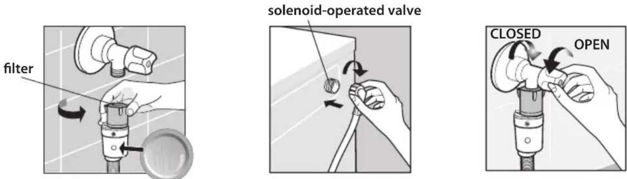 Exquisit WA 6012 A+ - CAUTION! Filling and drain hoses, after they have been connected to the water conduit and - 1