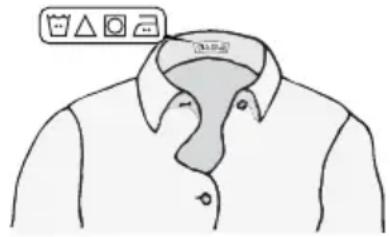Diagram of a shirt collar with a toolbar icon above it, showing selection tools for hair styling.
