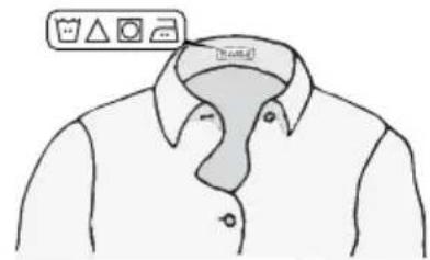 Diagram of a shirt collar with a toolbar and a label pointing to the chest area, likely for design or labeling purposes.