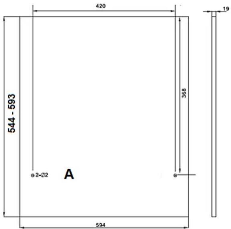 PKM DW12A++7 - Dimensions et fixation du panneau de porte - 1