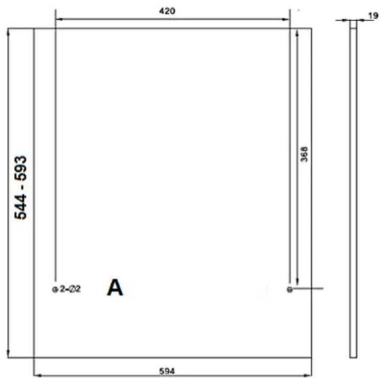 PKM DW12A++7 - Dimensions and fixing of the front decoration panel - 1