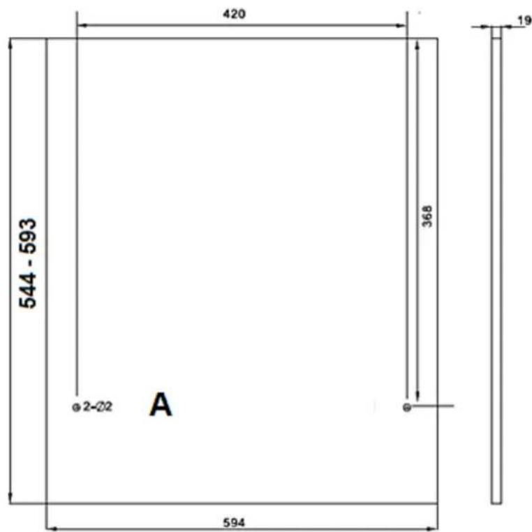 PKM DW127FIA++ - Dimensions of the front decoration-panel - 1