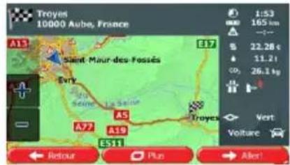 CALIBER RDN902BTI - Sélection d'un emplacement sur la carte comme destination - 9