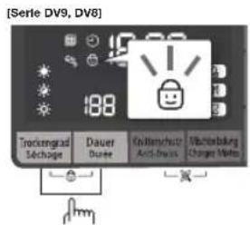 SAMSUNG DV80F5E4HGW - Trockengrad/Séchage (Livello asciugatura) e Dauer/Durée (Orario) per 3 secondi. - 2