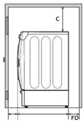 SAMSUNG DV42H5600GP - Minimum clearances between the dryer and adjacent walls or other surfaces: - 2