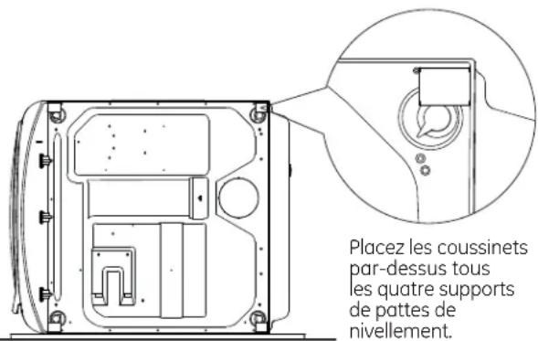 GE GFD49ERPKRR - COMMENT INSTALLER LES CALES EN CAOUTCHOUC SUR LA BASE DE LA SECHEUSE - 1