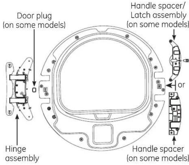 GE GFD49ERPKRR - RE-LOCATE HINGE ASSEMBLY AND HANDLE SPACER - 2