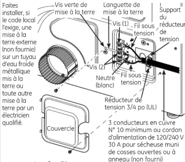 GE GFD49ERPKRR - RACCORDEMENT DE LA SECHEUSE À L'AIDE D'UN CABLE À 3 FILS - 1