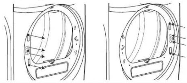 GE GFD49ERPKRR - 2A RE-LOCATE THE HINGE STRIKER AND FRONT PANEL PLUGS (on some models - see step 2B below for other models) - 1