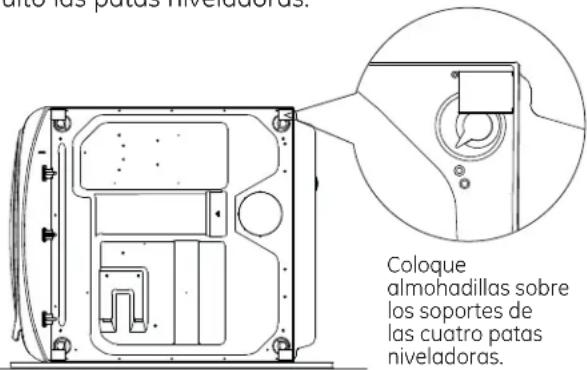 GE GFD49ERPKRR - INSTALE ALMOHADILLAS DE GOMA EN LA BASE DE LA SECADEORA - 1