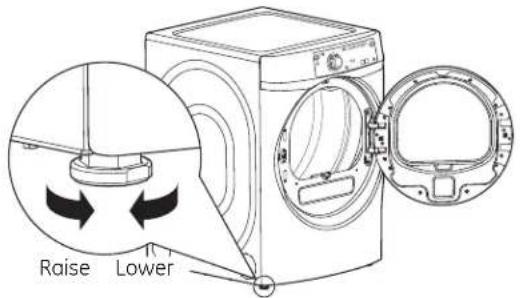 GE GFD49ERPKDG - ① LEVEL THE DRYER - 1