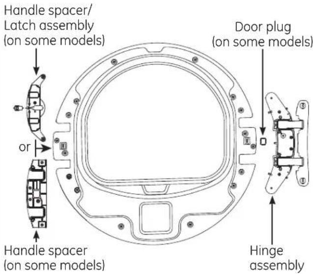 GE GFD49ERPKDG - ⑤ RE-LOCATE HINGE ASSEMBLY AND HANDLE SPACER (cont.) - 1