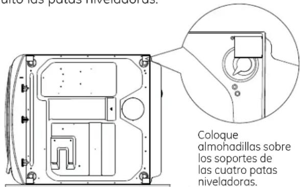 GE GFD49ERPKDG - ② INSTALE ALMOHADILLAS DE GOMA EN LA BASE DE LA SECADORA - 1