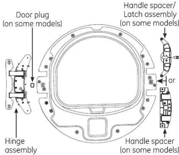 GE GFD49ERPKDG - RE-LOCATE HINGE ASSEMBLY AND HANDLE SPACER - 2
