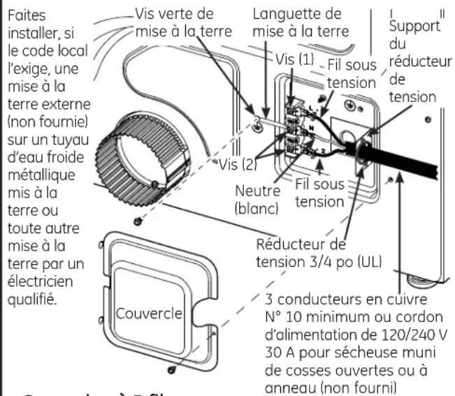 GE GFD49ERPKDG - BRANCHEMENT DE LA SÉCHEUSE À L'AIDE D'UN CÂBLE À 4 FILS (À UTILISER POUR L'INSTALLATION DANS UNE MAISON MOBILE) - 2