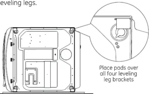 GE GFD49ERPKDG - ② INSTALL RUBBER PADS TO DRYER BASE - 1