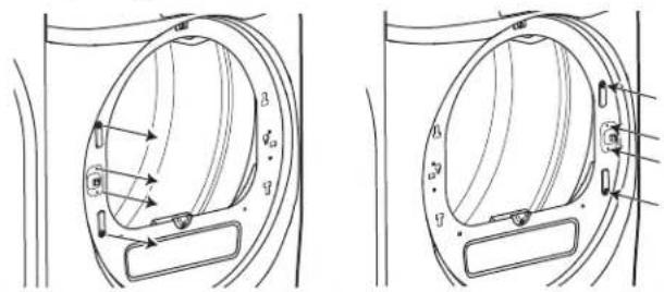 GE GFD49ERPKDG - 2A RE-LOCATE THE HINGE STRIKER AND FRONT PANEL PLUGS (on some models - see step 2B below for other models) - 1