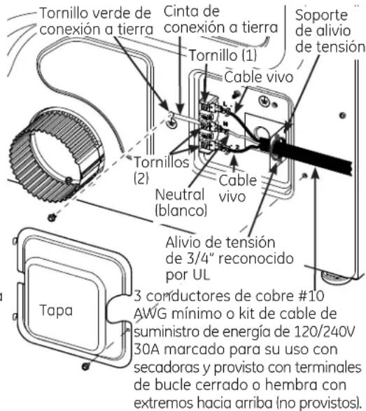 GE GFD48ESPKDG - CÓMOCONECTAR LA SECADEORA UTILIZANDO UNA CONEXión DE 3 CABLES - 1