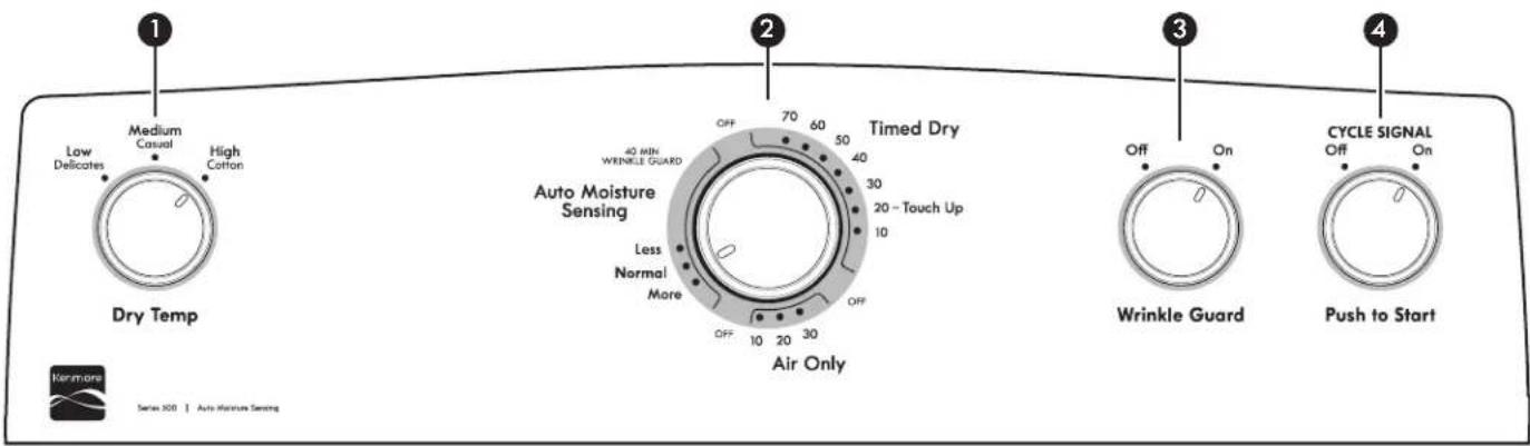 KENMORE 110.65132 - CONTROL PANEL AND FEATURES - 1