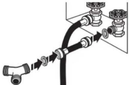 AMANA NGD4655EW - Attach short hose and "Y" connector - 1