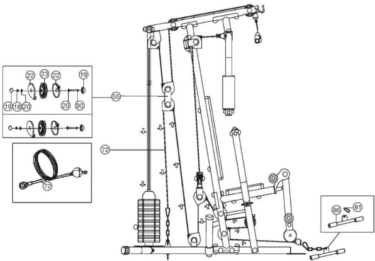 Christopeit SP 10 - Etape 8 : Installation Du bigoudi de (14) et Tube ronde courte (80). - 3