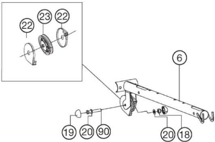 Christopeit SP 10 - Etape 3: Installation de le Tube d'embout (7) et le Poutre transversale supérieure (6). - 1