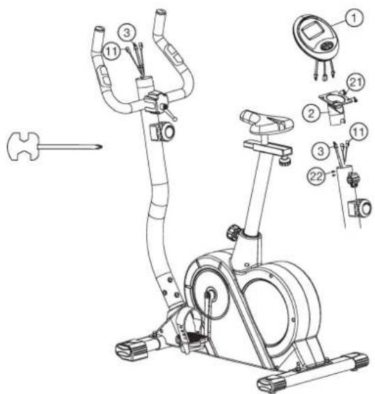 Christopeit HT 3 - Step 6: Attach the computer (1) at handlebar support (12). - 1