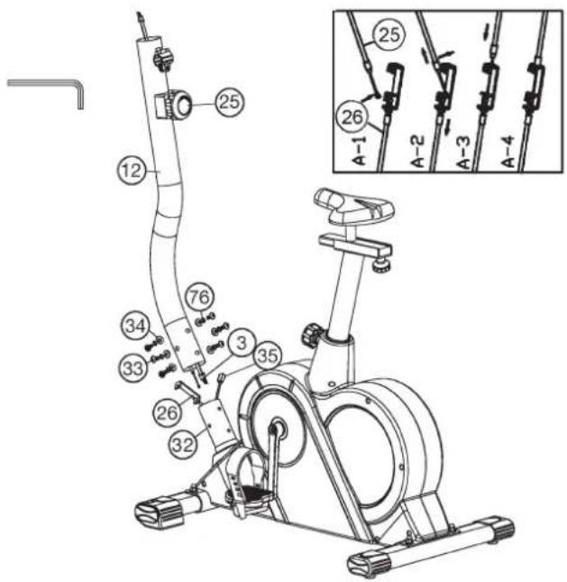 Christopeit HT 3 - Etape n^4 Montage du tube support de guidon (12) - 1