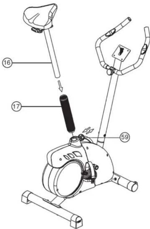 Christopeit EM 6 - Step 6: Attach the saddle support (16) at main frame (28). - 1