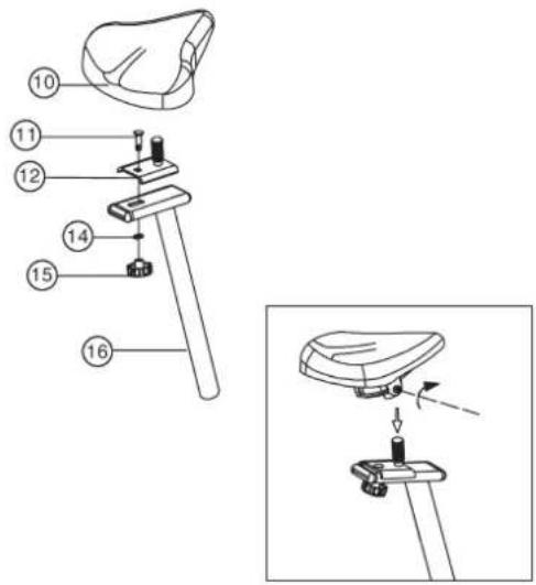 Christopeit EM 6 - Etape n° 5: Montage du chariot de selle (12) et de selle (10). - 1