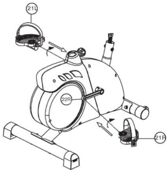 Christopeit EM 6 - Attach the pedal (21) at pedal crank (22). - 1