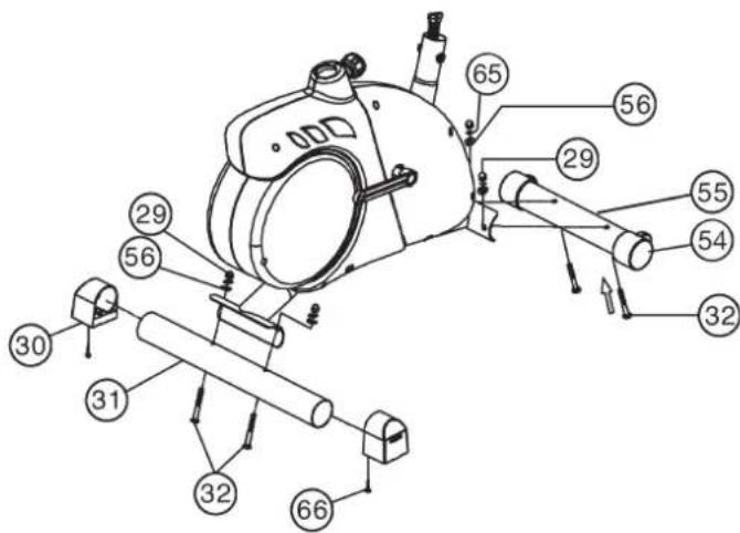 Christopeit EM 6 - Attach the stabilizer (31) + (55) at main frame (28). - 1