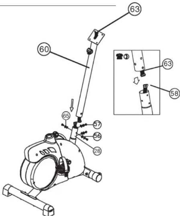 Christopeit EM 6 - Attach the front post (60) at main frame (28). - 1