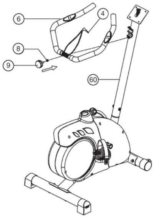 Christopeit EM 6 - Step 4: Attach the handlebar (6) at handlebar support (60). - 1